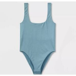 NWT A New Day Seamless Square Neck Tank Bodysuit Light Blue Women's Size XS‎